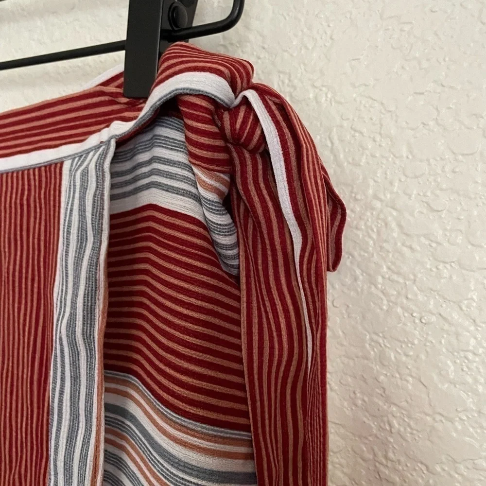 Lavender Field Striped Wrap Midi Skirt S Rust Black